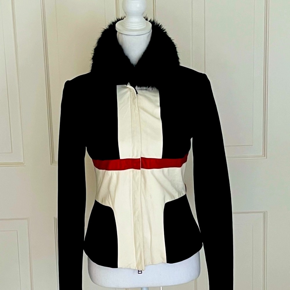 Robert Rodriguez black white leather inset jacket 4